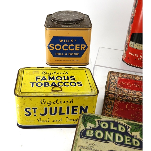122 - Eight vintage advertising tins including Ansie's Brown Beauty, Nosegay, Ogdens, Hack's and Will's So... 