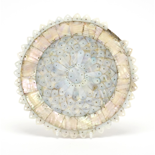457 - 18th century Indian Gujarati mother of pearl plate, formed with pinned sections (PROVENANCE: From th... 