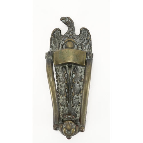 65 - Victorian bronze eagle door knocker, 22cm high