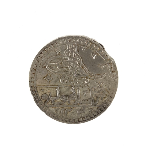 175 - Ottoman Empire Selim III silver coin, 4.6cm in diameter, approximate weight 32.1g (PROVENANCE: Previ... 