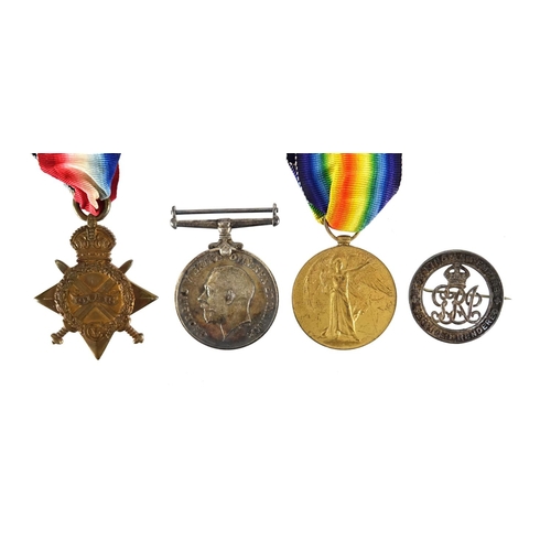 192 - British Military World War I trio and services rendered silver brooch, the trio awarded to 3892PTE.J... 