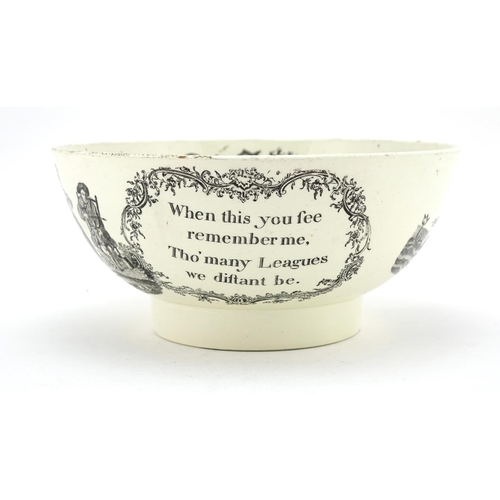 493 - 19th century William & Sarah Rusbridge creamware footed bowl, 22cm in diameter
