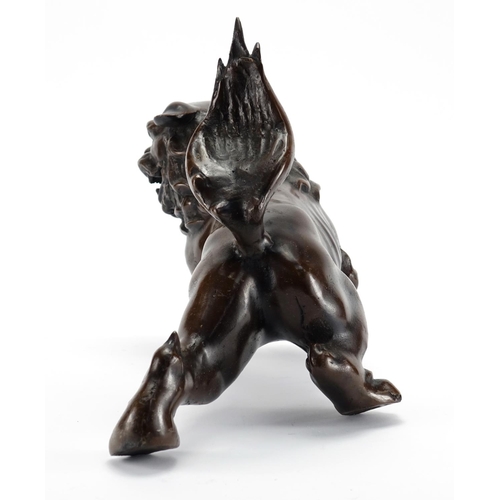 365 - Large Chinese patinated bronze Dog-Of-Foo, 43cm in length