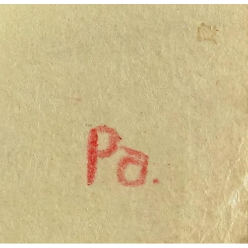 984 - Soviet motifs, Russian school, mixed media on paper, bearing a monogram PO, unframed, 33cm x 25cm