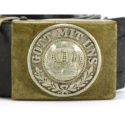 240 - Military interest leather belt with Gott Mit Uns brass buckle