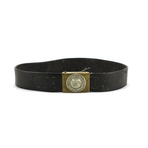 240 - Military interest leather belt with Gott Mit Uns brass buckle