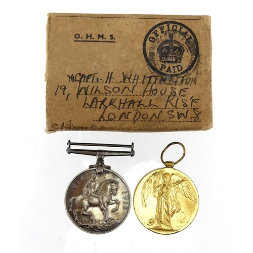 201 - British Military World War pair with box of issue, awarded to 1704PTE.A.J.WHITTINGTON.HAMPS.R.