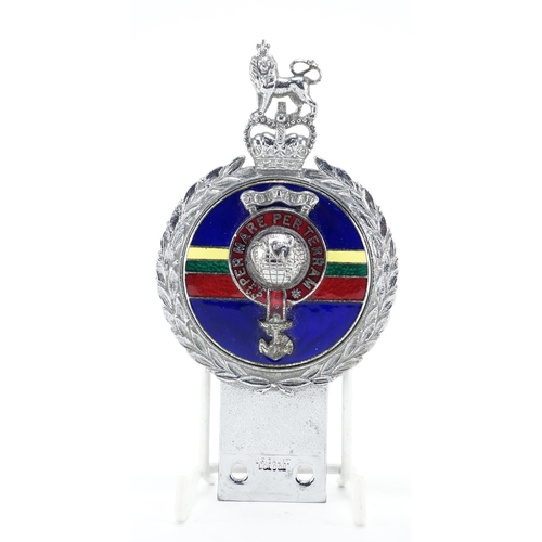 89 - Two Royal Marines chrome and enamel car radiator badge, one by J R Gaunt of London