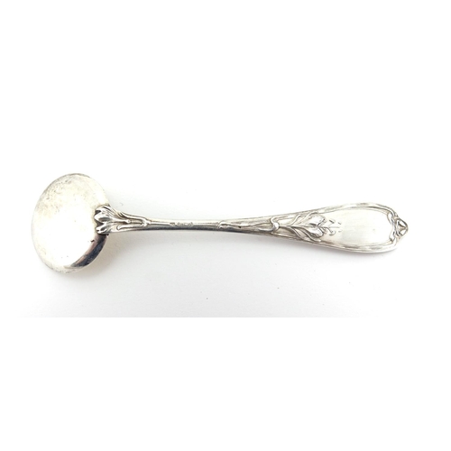 657 - Set of twelve Russian silver ice cream spoons, the stems with stylised flowers, each with impressed ... 