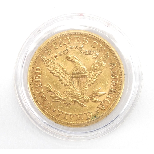 173 - United States of America 1881 gold five dollars