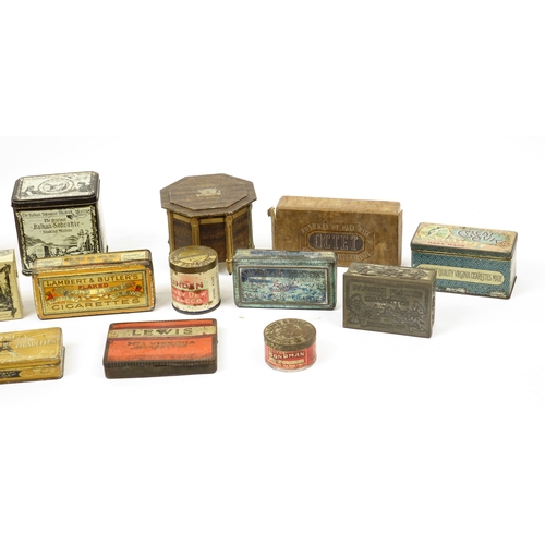 124 - Vintage advertising tins including The Balkan Sobranie smoking mixture, OCTET tobacco sampling cabin... 
