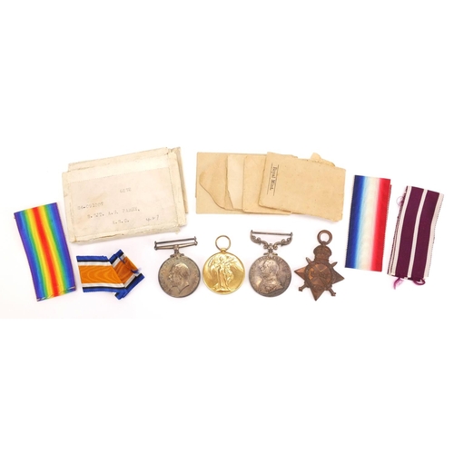 204 - British Military World War I medal group, relating to Sergeant A G Parry comprising a trio, awarded ... 