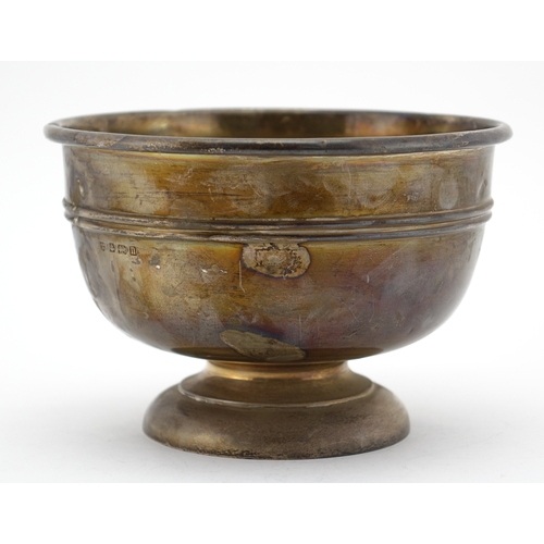 613 - Circular silver pedestal bowl by Arthur & John Zimmeran London 1912, 11cm high x 15.5cm in diameter,... 
