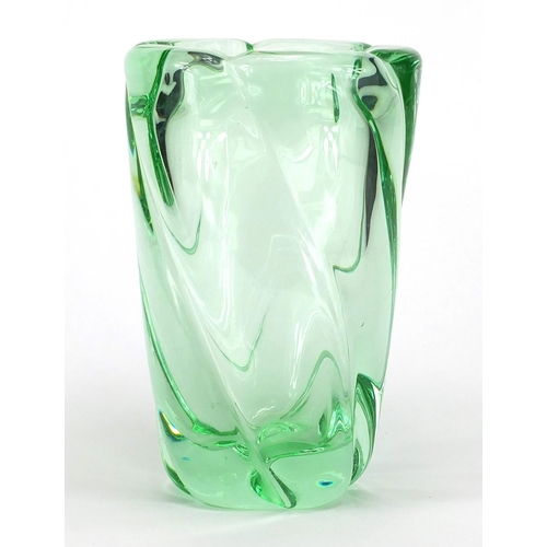 519 - Daum Nancy aqua green glass vase, 25cm high