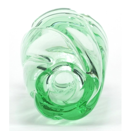 519 - Daum Nancy aqua green glass vase, 25cm high