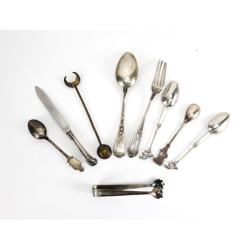 653 - Silver flatware, including continental and Russian examples, various hallmarks, the largest 17.5cm i... 