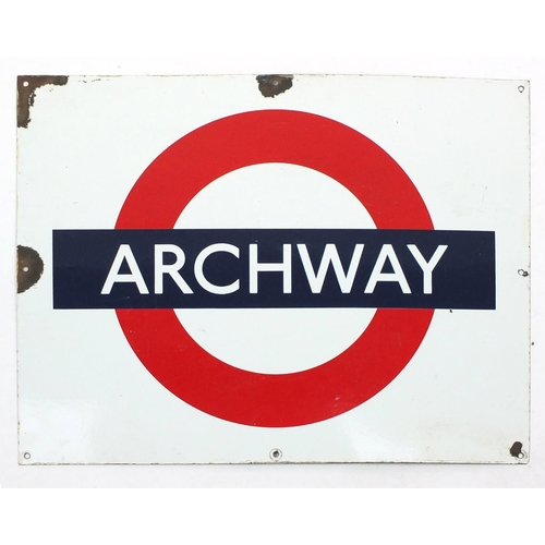 99 - Railwayana interest Archway enamel sign, 71cm x 56cm