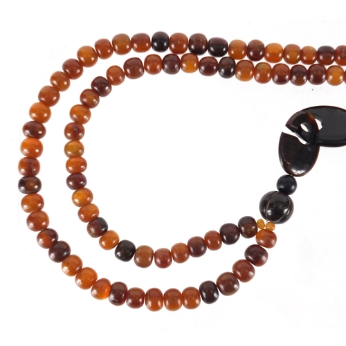 815 - Horn bead necklace, 72cm in length, approximate weight 97.0g