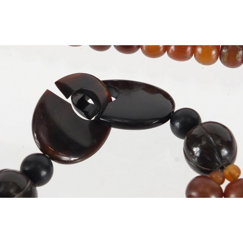 815 - Horn bead necklace, 72cm in length, approximate weight 97.0g