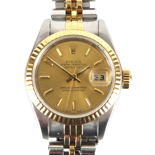 850 - Ladies Rolex Oyster perpetual date just stainless steel wristwatch, the movement numbered 2135, 2.6c... 