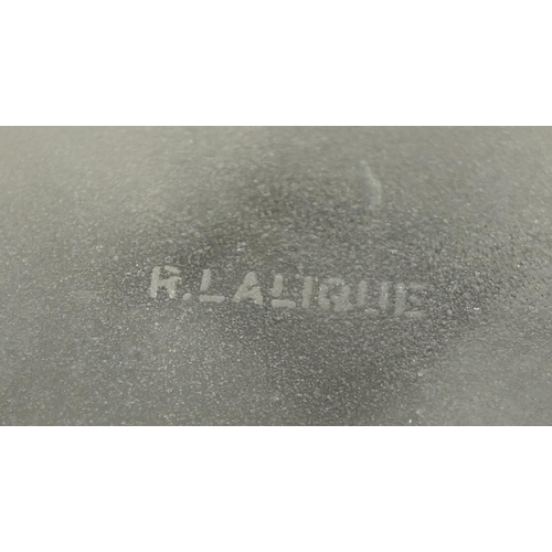 514 - R Lalique Emiliane frosted and clear glass powder pot and cover, etched R Lalique to the base, 9cm i... 