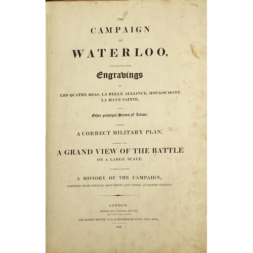 145 - The Campaign of Waterloo illustrated with engravings, 19th century folio printed London by T Bensley... 