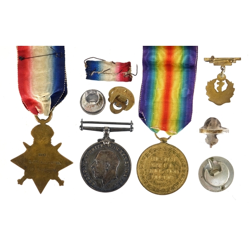 205 - British Military World War I trio and related badges, the trio awarded to 22243PTE.A.H.CARTER.SEAFOR... 