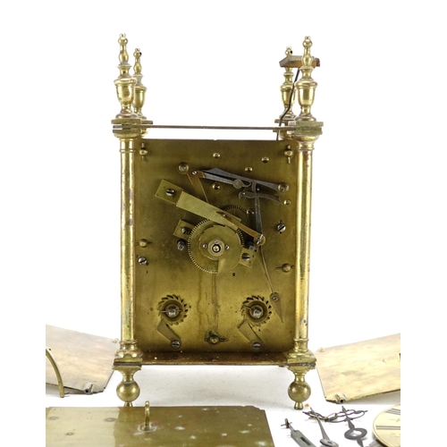 2196 - 17th century style twin fusee lantern clock, with Roman numerals, 28cm high