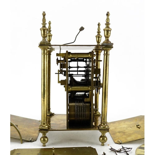 2196 - 17th century style twin fusee lantern clock, with Roman numerals, 28cm high