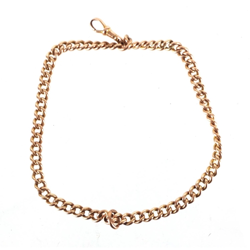 721 - Unmarked rose gold watch chain, 38cm in length, approximate weight 45.8g