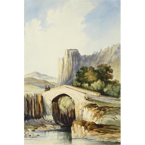 986 - Continental landscapes, two watercolours, inscribed verso, each mounted and framed, the largest 47cm... 