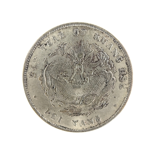 182 - Chinese 34th year of Kuing Hsu dragon dollar, approximate weight 22.8g