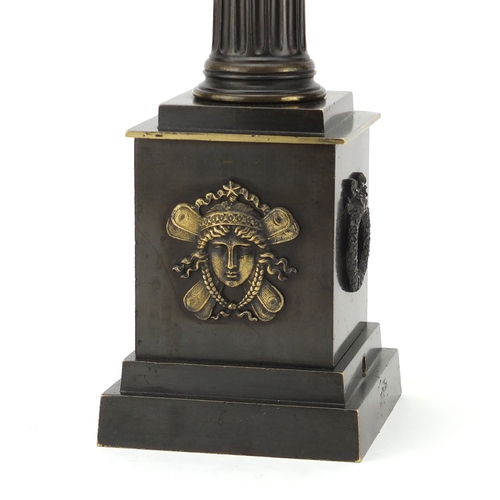 15 - 19th century French bronze lamp with Corinthian column, 47.5cm high