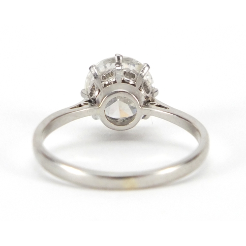 665 - Platinum diamond solitaire ring, size M, approximate weight 3.1g