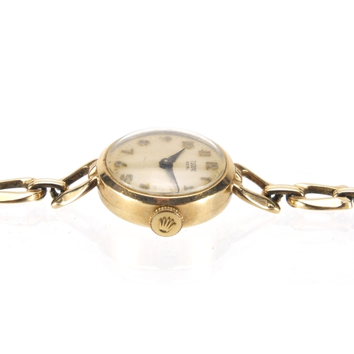 854 - Ladies 9ct gold Rolex Tudor wristwatch with 9ct gold horse shoe strap, 1.7m in diameter, approximate... 