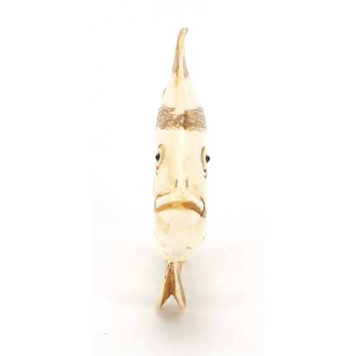 426 - Japanese carved ivory netsuke of an angel fish, signed with character marks, 6.5cm wide