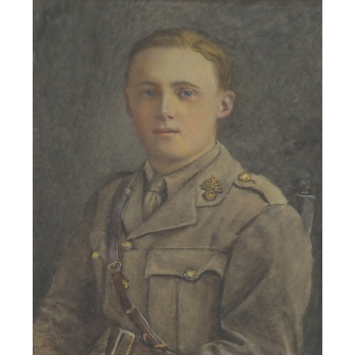 996 - Henry Meynell Rheam - Portrait of a Soldier, watercolour, mounted and framed, 30cm x 21cm