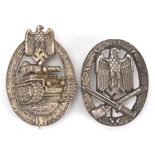 230 - Two German Military interest badges including a tank example