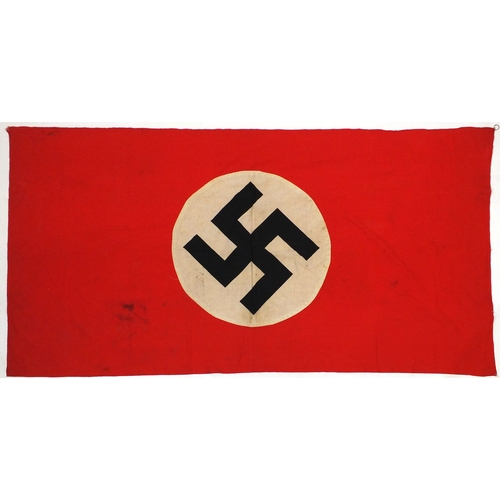233 - German military interest Nazi banner, each side having a black Swastika onto a white ground and red ... 