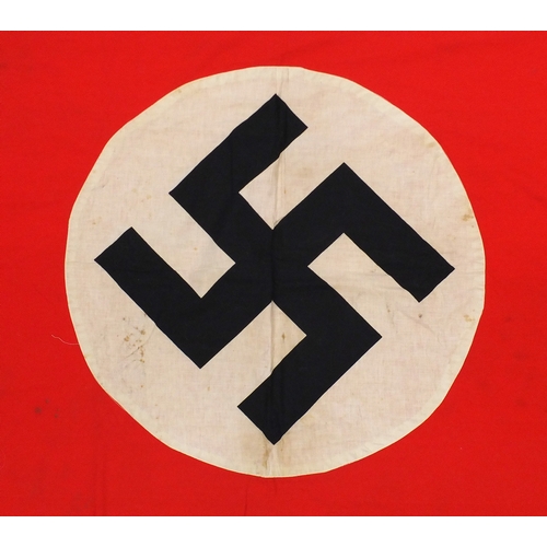 233 - German military interest Nazi banner, each side having a black Swastika onto a white ground and red ... 