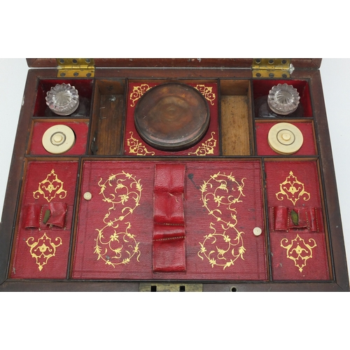 447 - Turkish Ottoman calligraphy writing box housing iron paper scissors, maktas and a penknife with gold... 