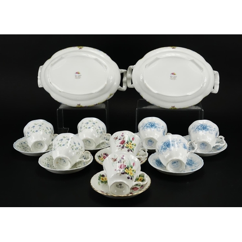 2195 - Royal Albert including a pair of summer garland tureens and six Tiffany cups with saucers