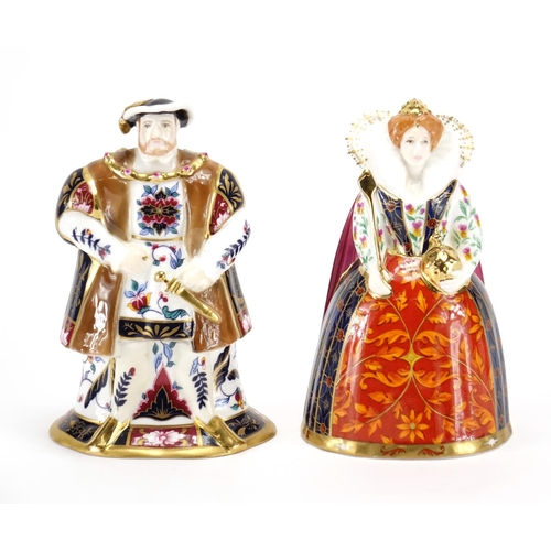 2101 - Two Royal Worcester candle snuffers with boxes, from The Connoisseur Collection, Henry VIII and Eliz... 