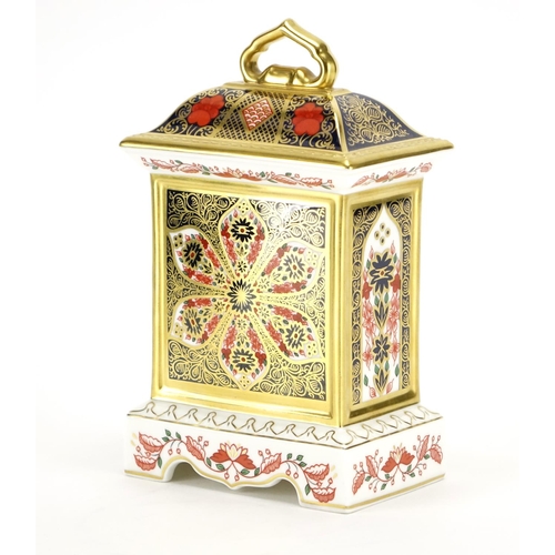2088 - Royal Crown Derby Old Imari mantel clock with box, 18cm high
