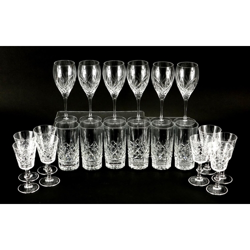 2183 - Three sets of six crystal glasses, Waterford, Edinburgh and Royal Doulton, the largest 20cm high