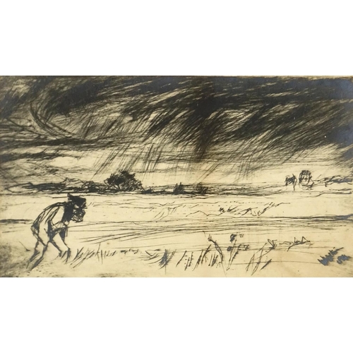 2226 - James Abbott McNeill Whistler - The Storm, 19th century print, pencil inscribed, mounted and framed,... 
