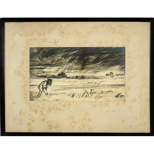 2226 - James Abbott McNeill Whistler - The Storm, 19th century print, pencil inscribed, mounted and framed,... 