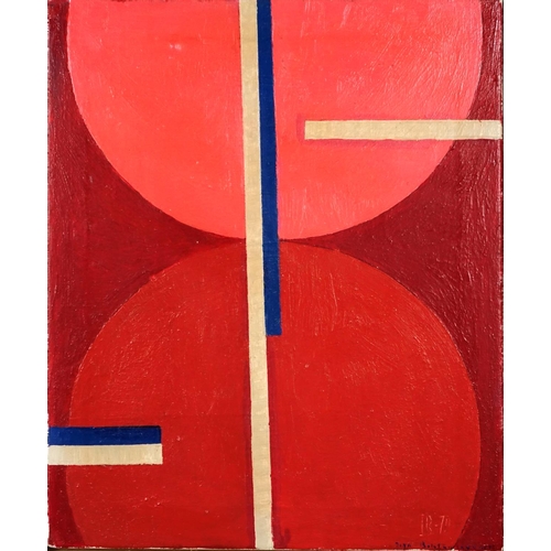 2224 - Abstract composition, geometric shapes, oil on canvas, bearing a signature possibly Bolotucucky, mou... 