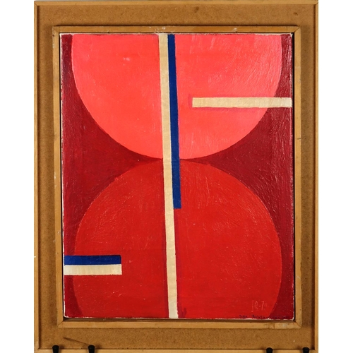 2224 - Abstract composition, geometric shapes, oil on canvas, bearing a signature possibly Bolotucucky, mou... 