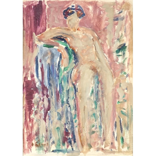 2172 - Abstract composition, portrait of a nude figure, oil on card, bearing a signature O'Conor, mounted a... 